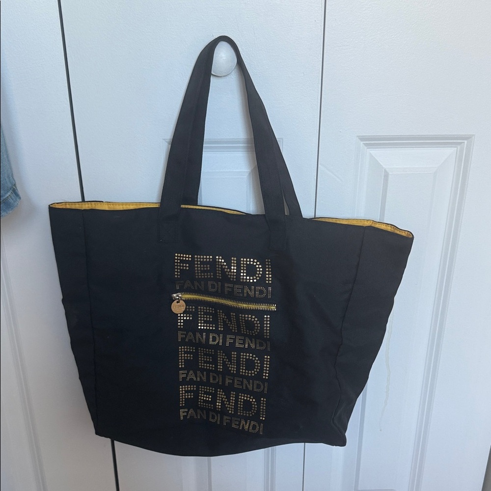 Fendi Black Tote with Gold Accents